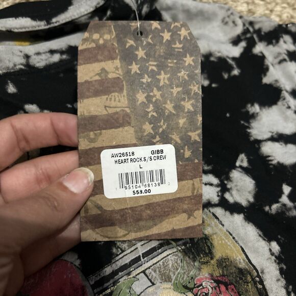 Affliction Women Goth Skulls Heart Rhinestone T-shirt Large Distressed Biker NWT - Picture 5 of 12